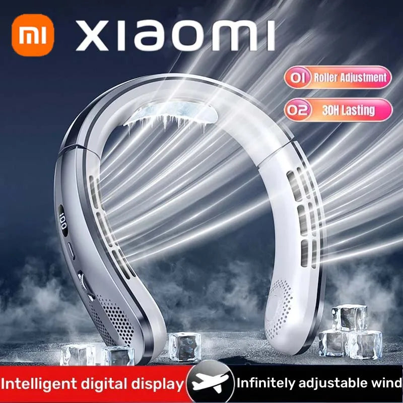 Xiaomi ventilador de pescoço portátil bladeless mini recarregável display digital