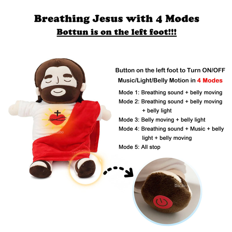 15.7in Breathing Jesus Soothe Plush Toy for Kids Soft Soothing Jesus Plushies Comforting Jesus Heart Toy Easter Christmas Gifts