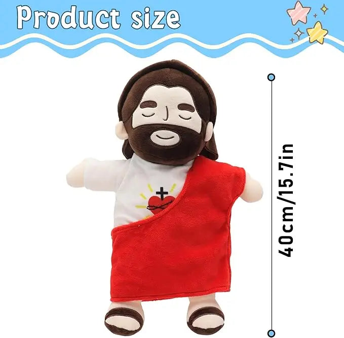 15.7in Breathing Jesus Soothe Plush Toy for Kids Soft Soothing Jesus Plushies Comforting Jesus Heart Toy Easter Christmas Gifts