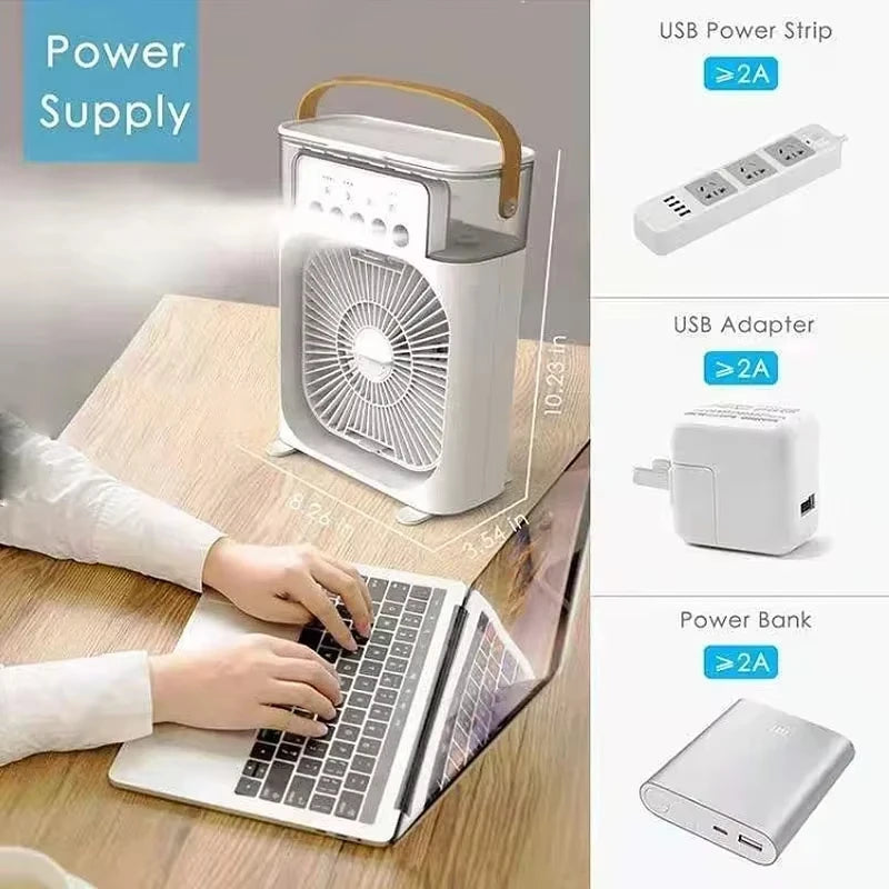 Xiaomi MIJIA 3 In 1 Fan AIr Conditioner Household Small Air USB Electric Fan Air Cooler LED Night Light Water Mist Office Home